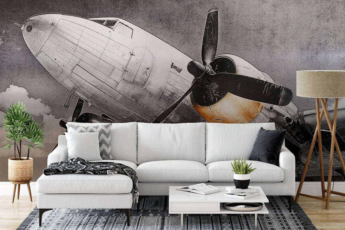 Papier peint réaliste vintage aviation pilote