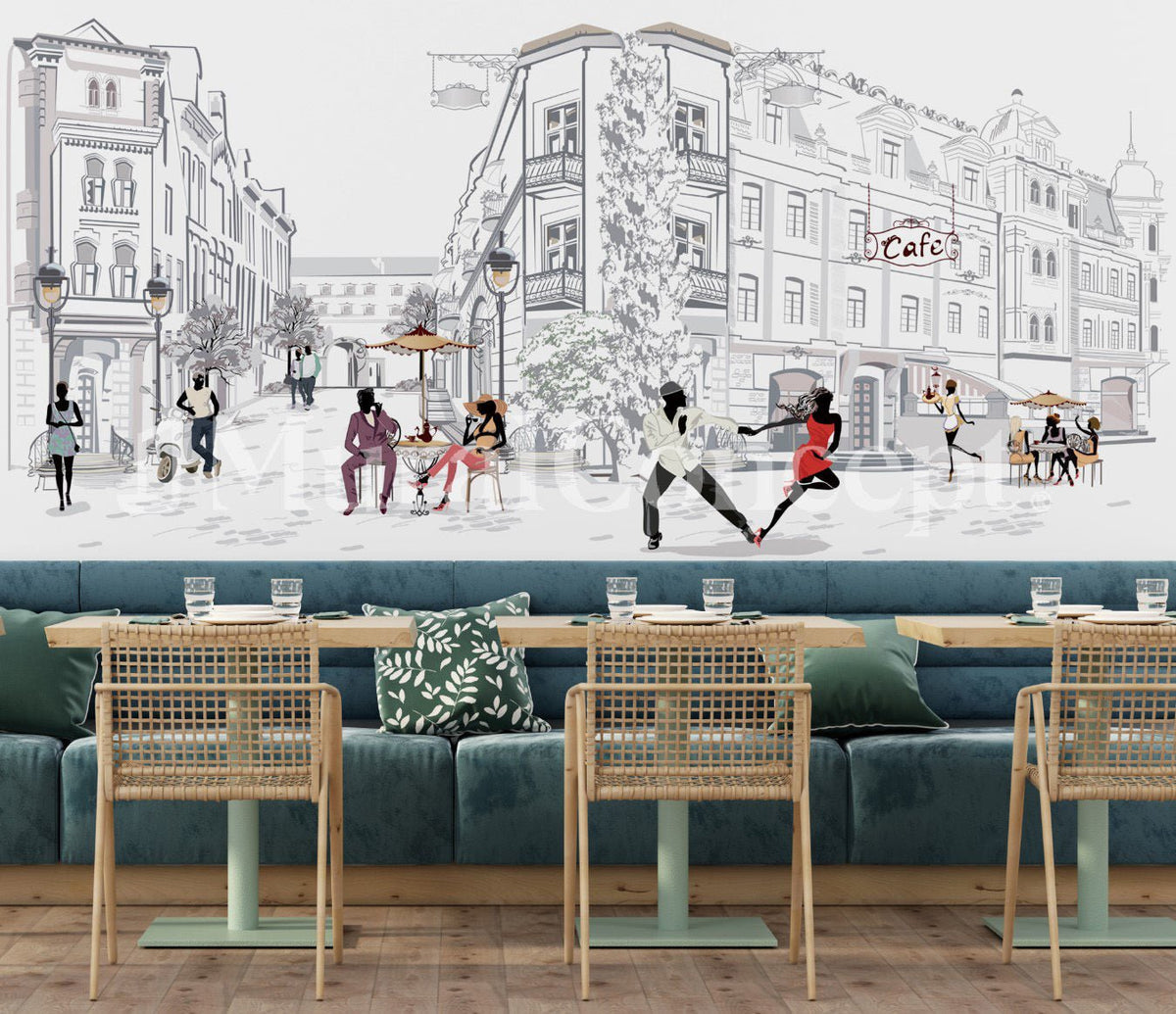 Papier peint restaurant balade parisienne