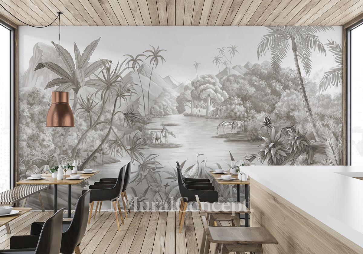 Papier peint restaurant jungle pittoresque