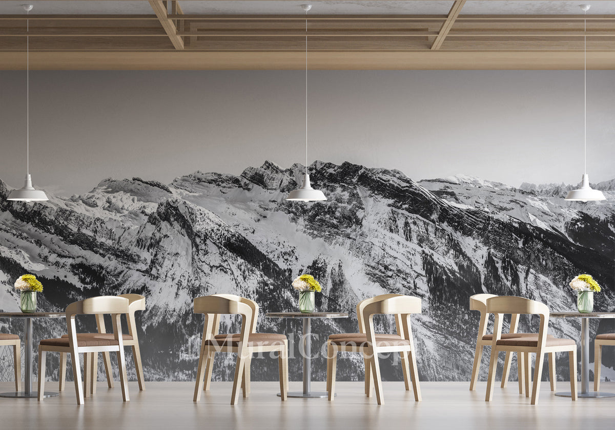 Papier peint restaurant montagne grand massif