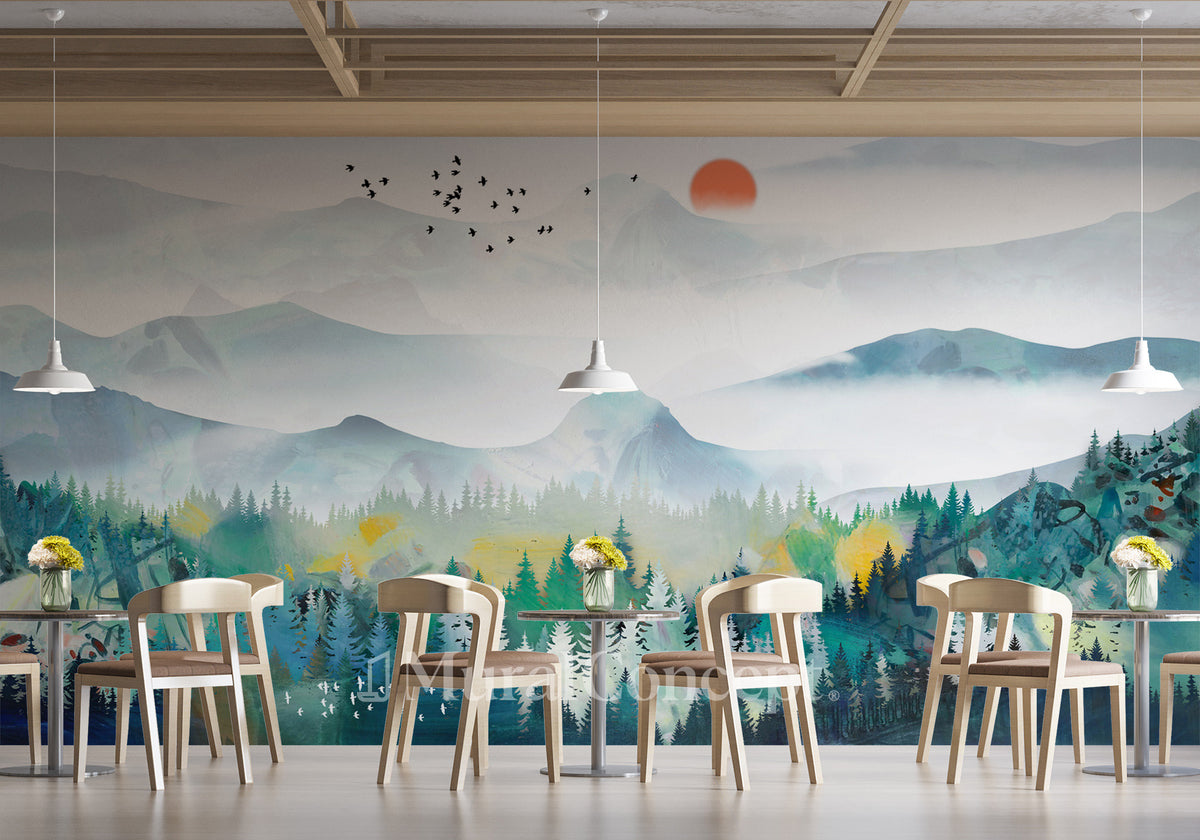 Papier peint restaurant Mountain & Scandinave