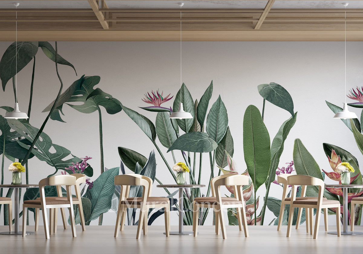 Papier peint restaurant végétal tropical