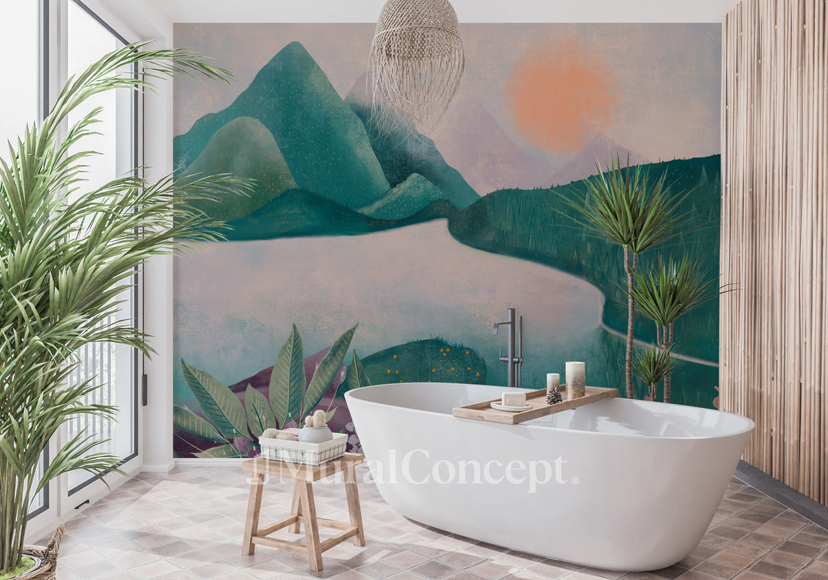 Papier peint salle de bain beauté de la nature