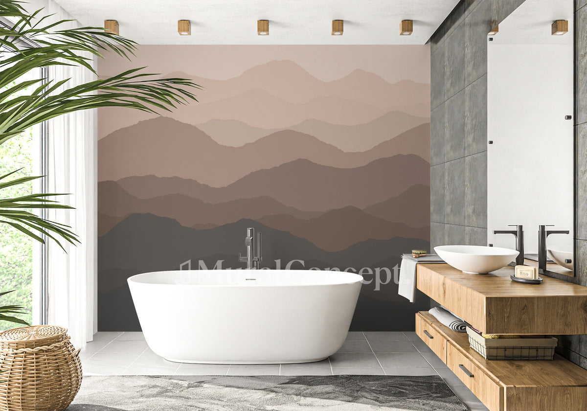 Papier peint salle de bain dunes terracotta
