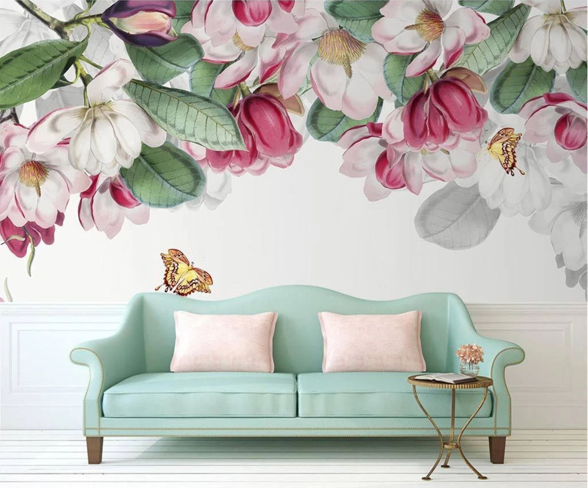 Papier peint tendance floral magnolia