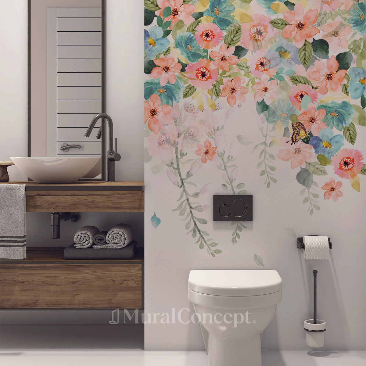 Papier peint toilette fleurs estivales