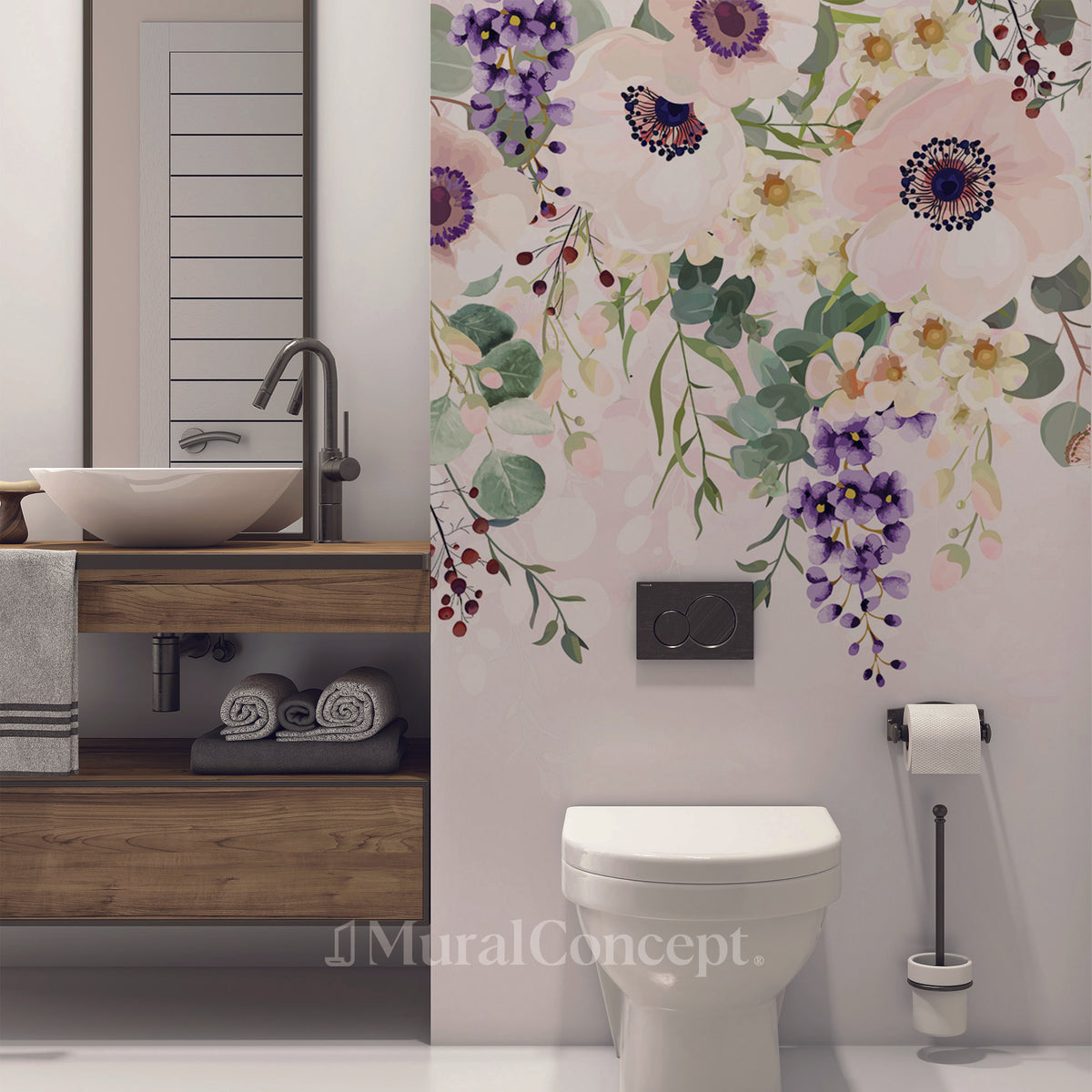 Papier peint toilette fleurs merveilleuses