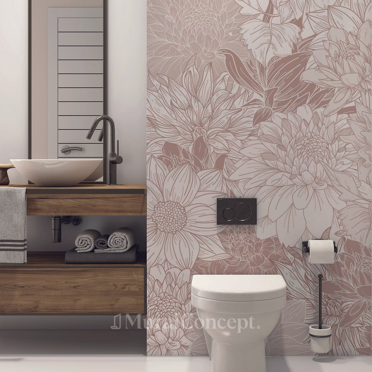 Papier peint toilette fleur Dahlia