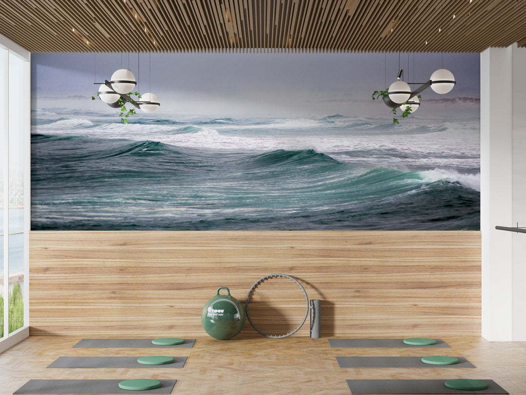 Papier Peint Panoramique Hawaian Dawn_Waves and Dolphins