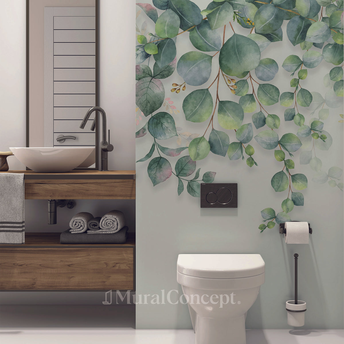 Papier peint wc nature plante Eucalyptus