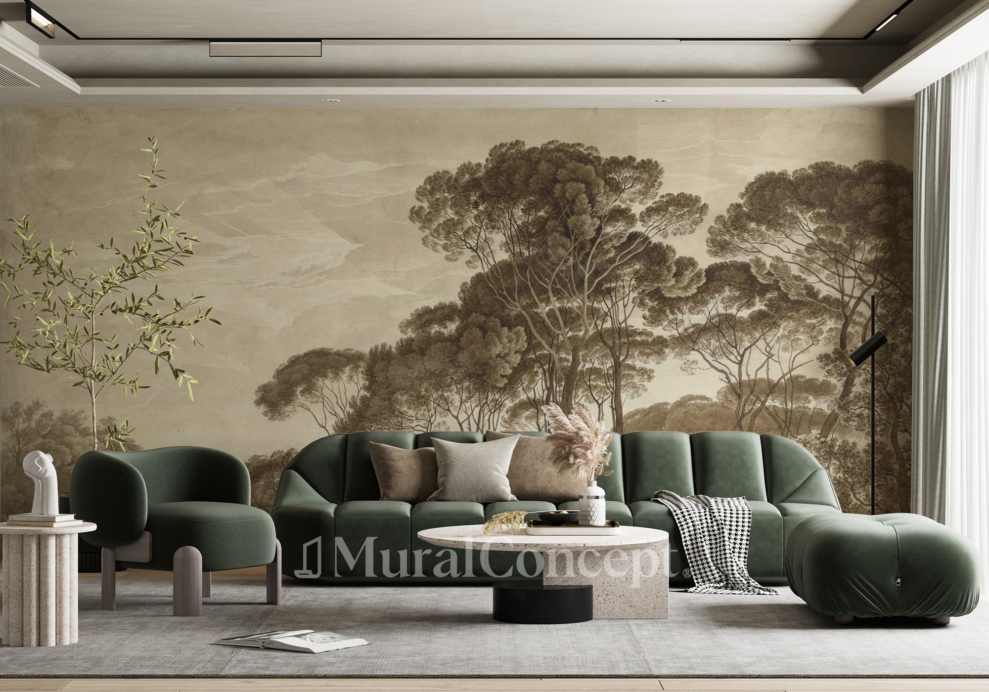 Papier peint panoramique paysage italien ambré - Muralconcept