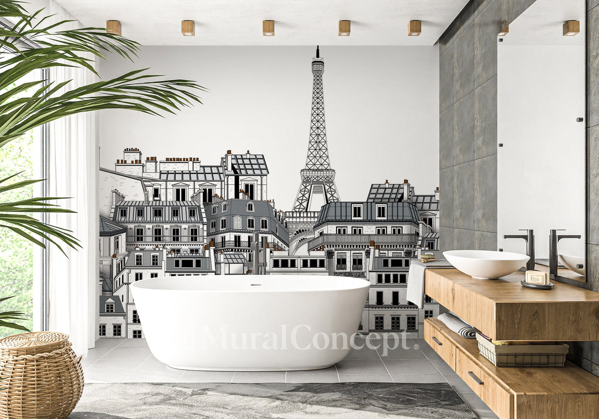 Papier peint salle de bain Français les toits Parisiens